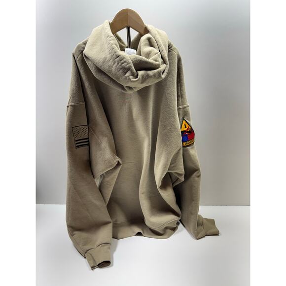 Men’s Hoodie Sz XL Graphic Army Scout Pullover Beige With Old Ironsides Patch - Picture 5 of 9